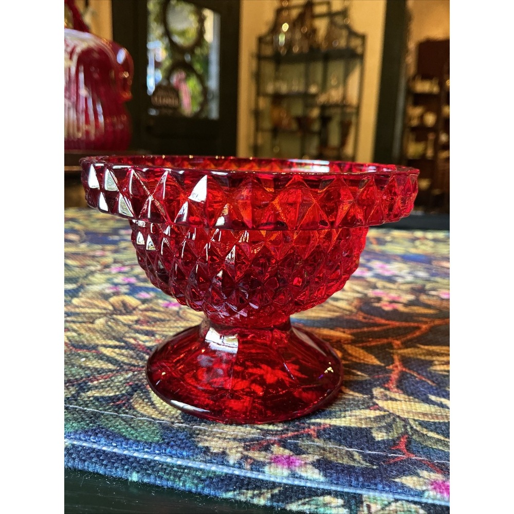 Vintage Viking Glass Amberina Red Diamond Point Fairy Lamp Base